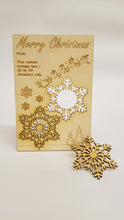 Load image into Gallery viewer, WOOD ENGRAVED SNOWFLAKE POSTCARD