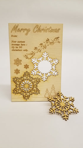 WOOD ENGRAVED SNOWFLAKE POSTCARD